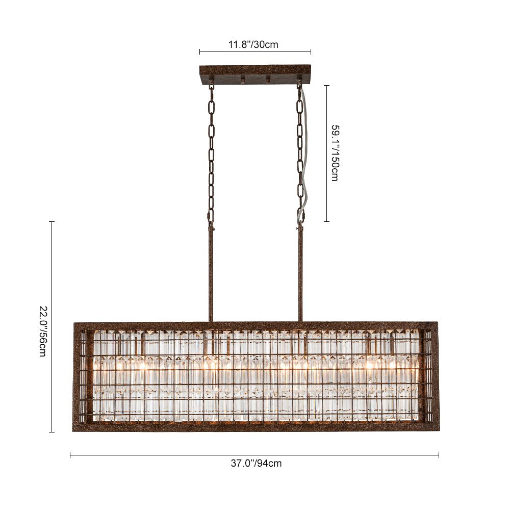 4-Light Hollow Frame Crystal Rectangle Chandelier