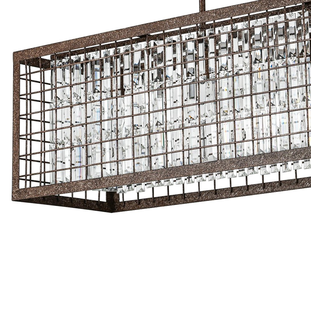 4-Light Hollow Frame Crystal Rectangle Chandelier