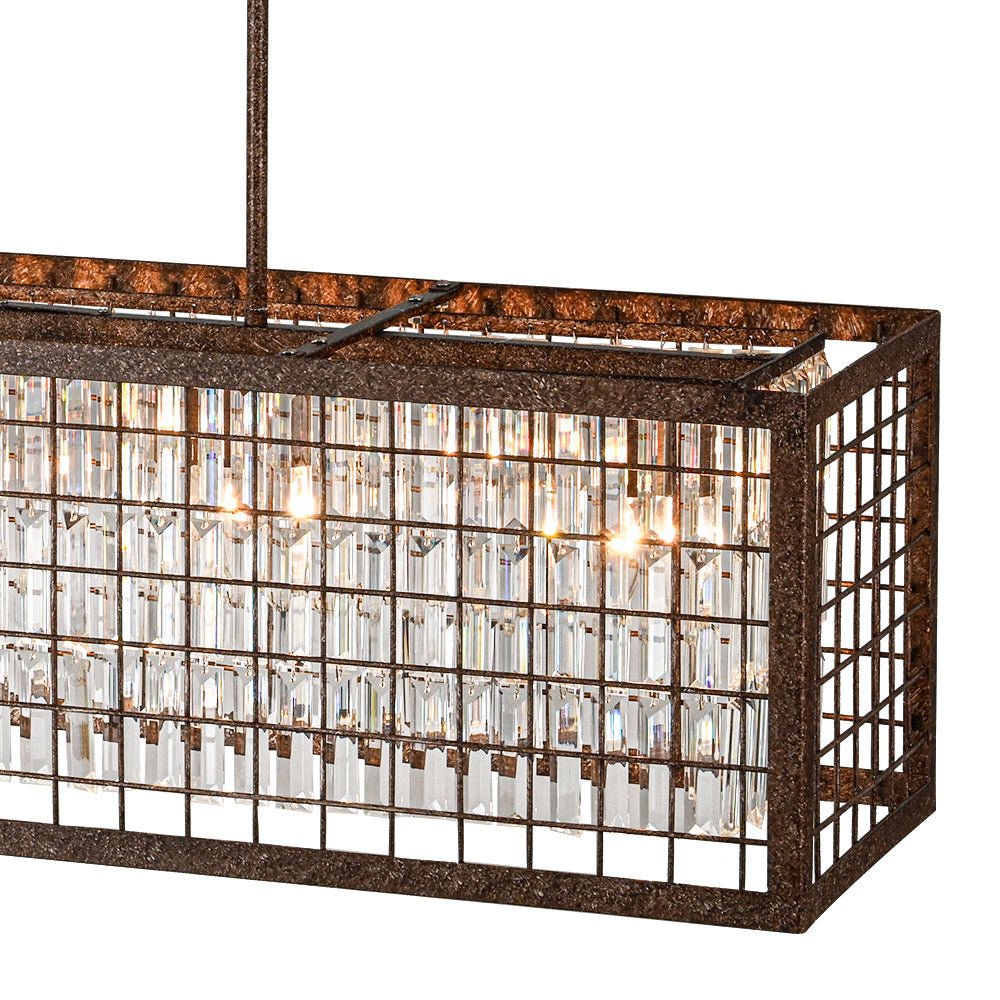 4-Light Hollow Frame Crystal Rectangle Chandelier