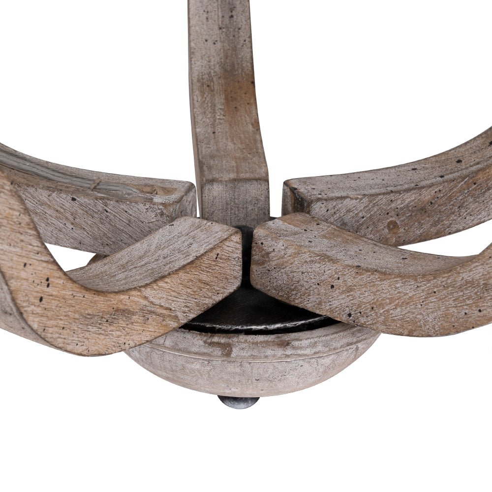 5-Light Hemp Rope Candle Style Wood Chandelier