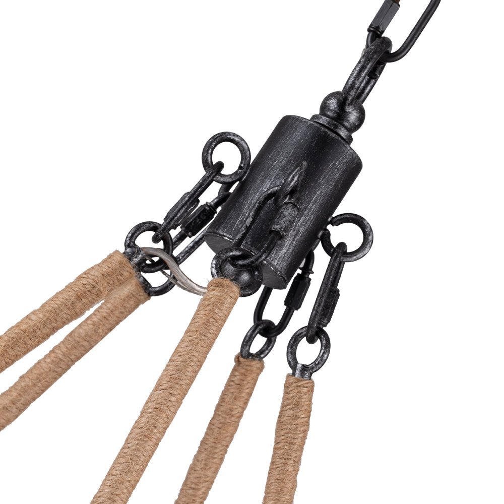 5-Light Hemp Rope Candle Style Wood Chandelier
