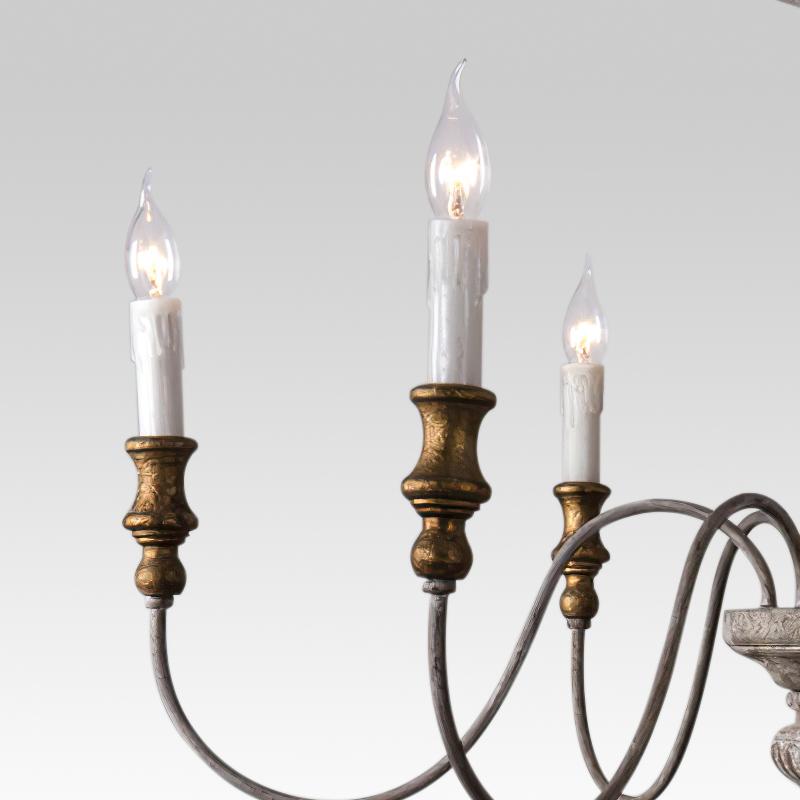 6-Light Distressed Gray French Chandelier