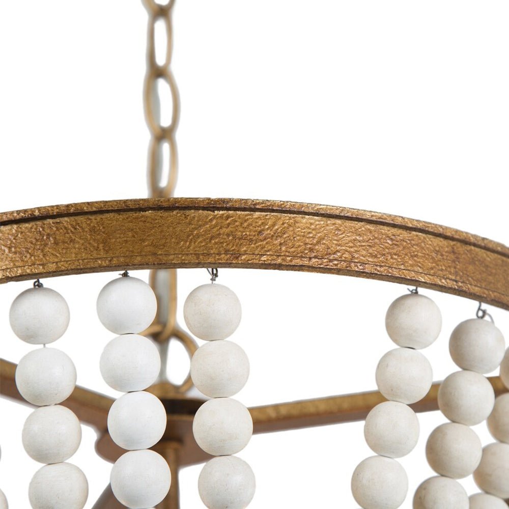 3-Light Bohemian Wood Bead Chandelier