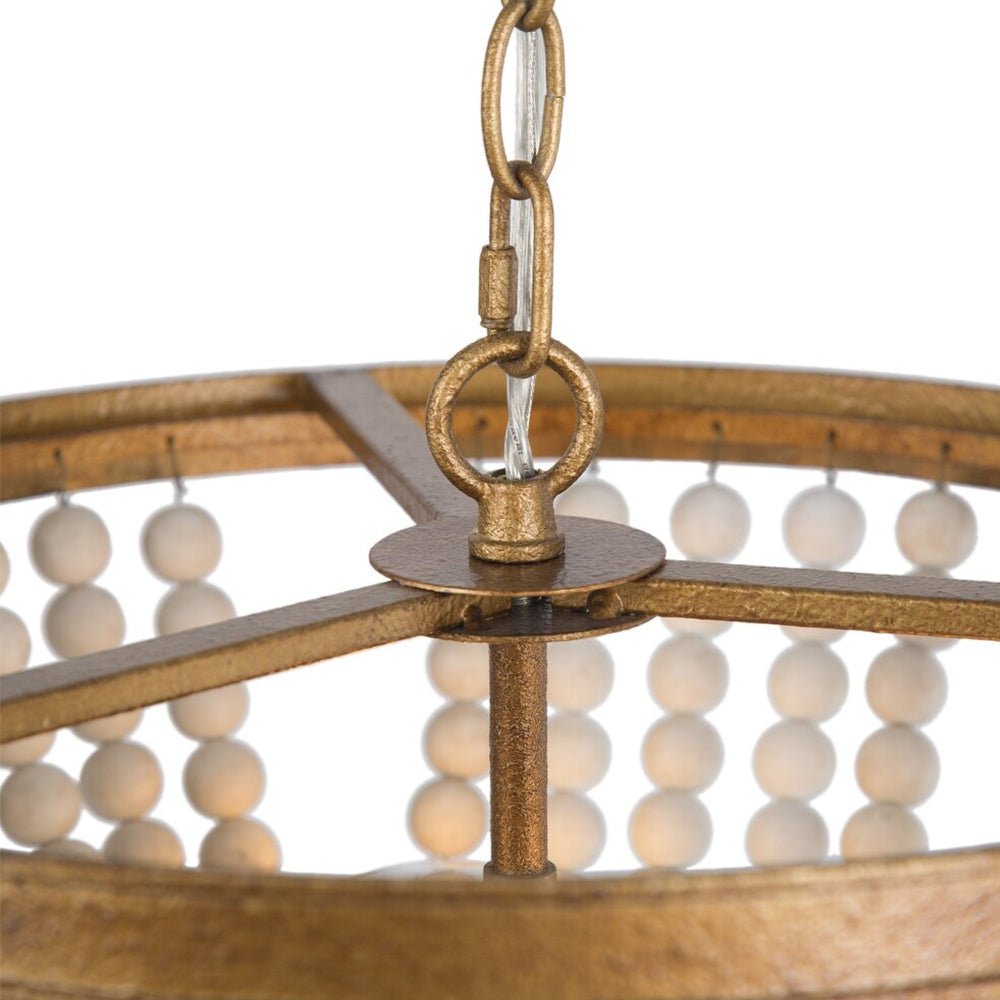 3-Light Bohemian Wood Bead Chandelier