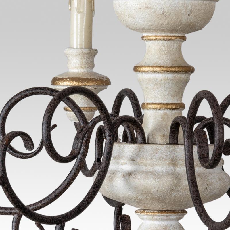 Chic 6-Light Distressed White Candle Chandelier