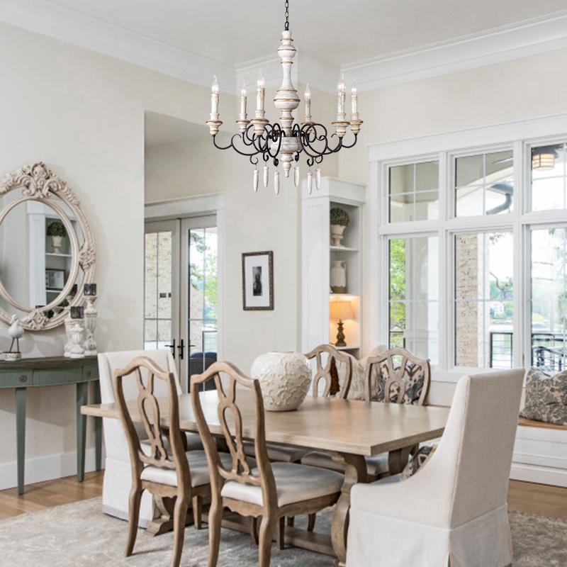 Chic 6-Light Distressed White Candle Chandelier