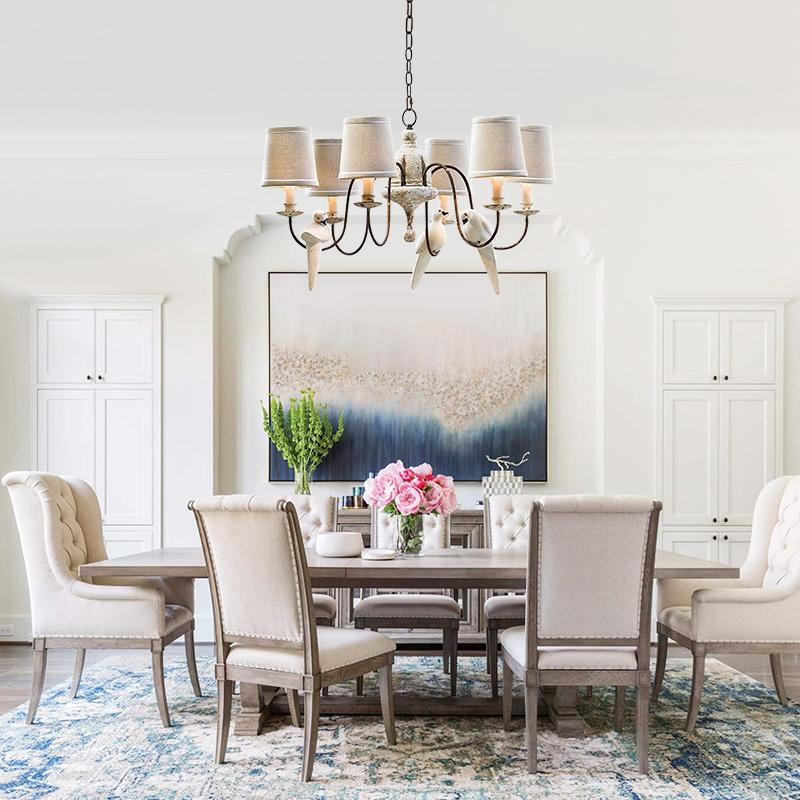 6-Light Beige Bird Farmhouse Chandelier