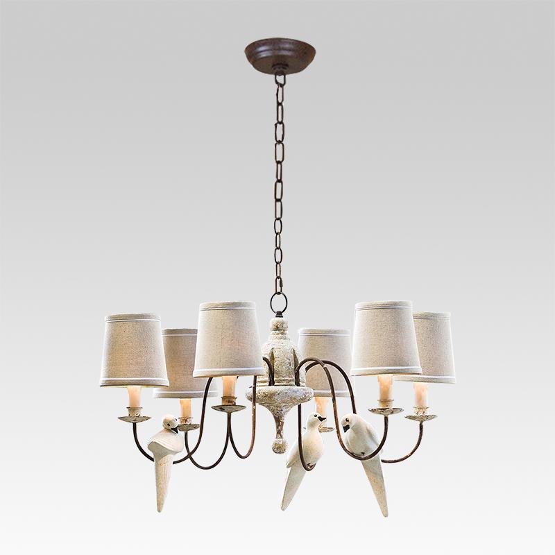 6-Light Beige Bird Farmhouse Chandelier