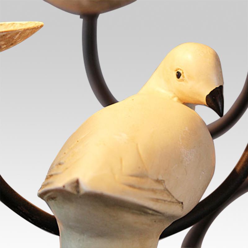 6-Light Beige Bird Farmhouse Chandelier