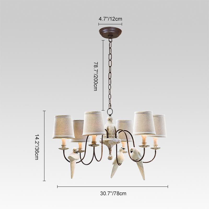 6-Light Beige Bird Farmhouse Chandelier