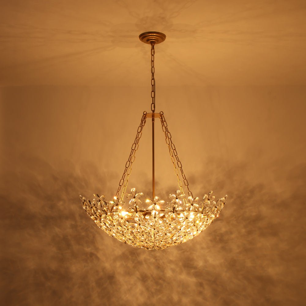 6-Light Gold Five-Leaf Clover Blossom Chandelier