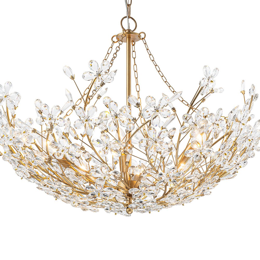 6-Light Gold Floral Basket Crystal Chandelier