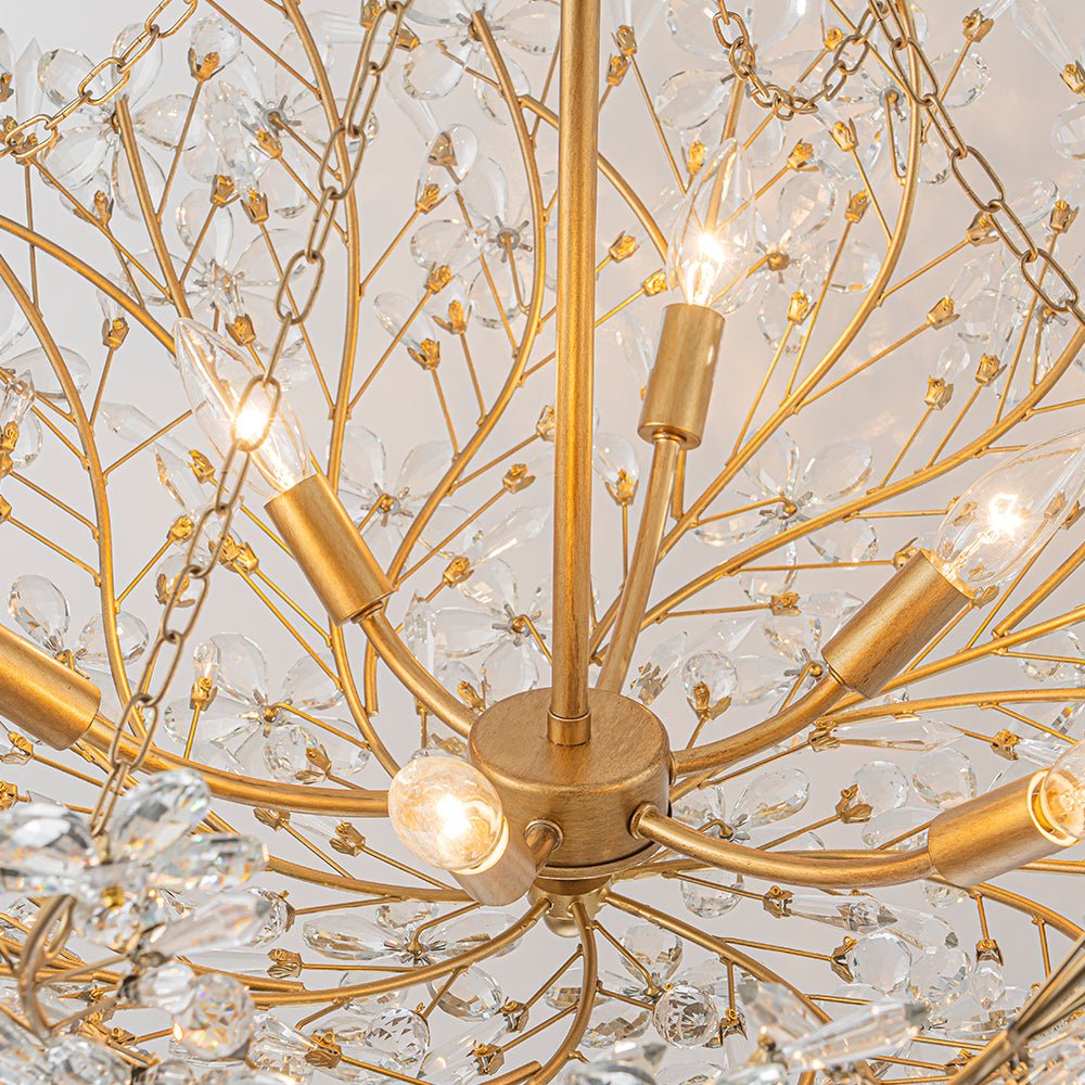 6-Light Gold Floral Basket Crystal Chandelier