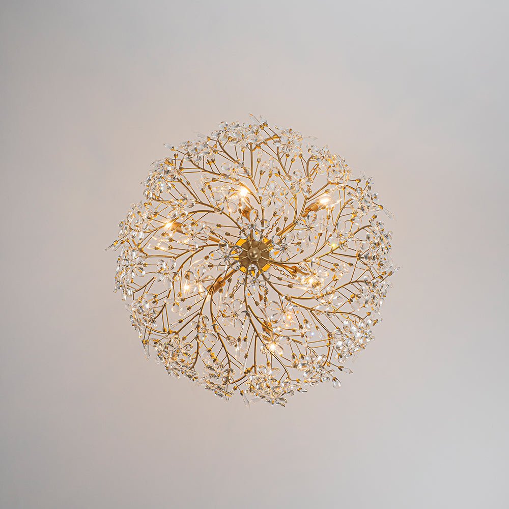 6-Light Gold Floral Basket Crystal Chandelier