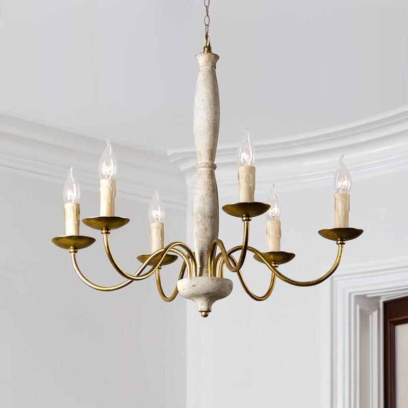 6-Light White French Country Chandelier