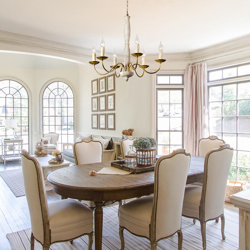 6-Light White French Country Chandelier