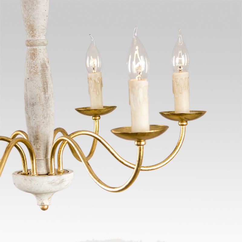 6-Light White French Country Chandelier