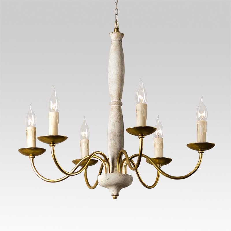 6-Light White French Country Chandelier