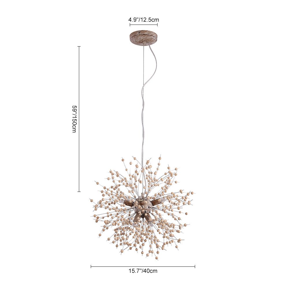 Boho Wooden Beaded Dandelion Chandelier | 2 Sizes