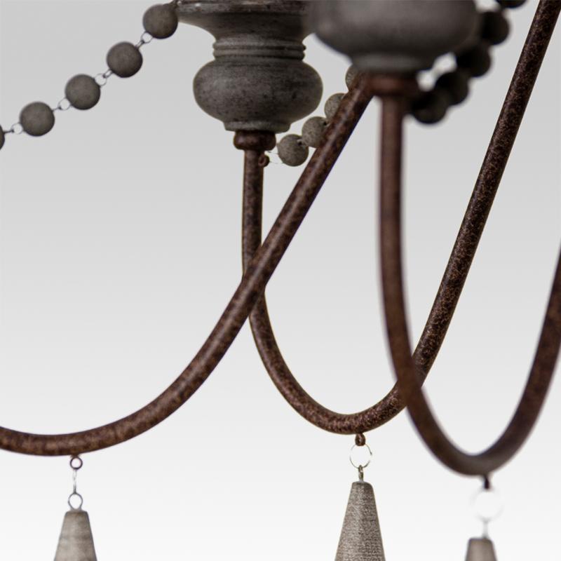 6-Light Wooden Bead Candle Chandelier | 2 Colours