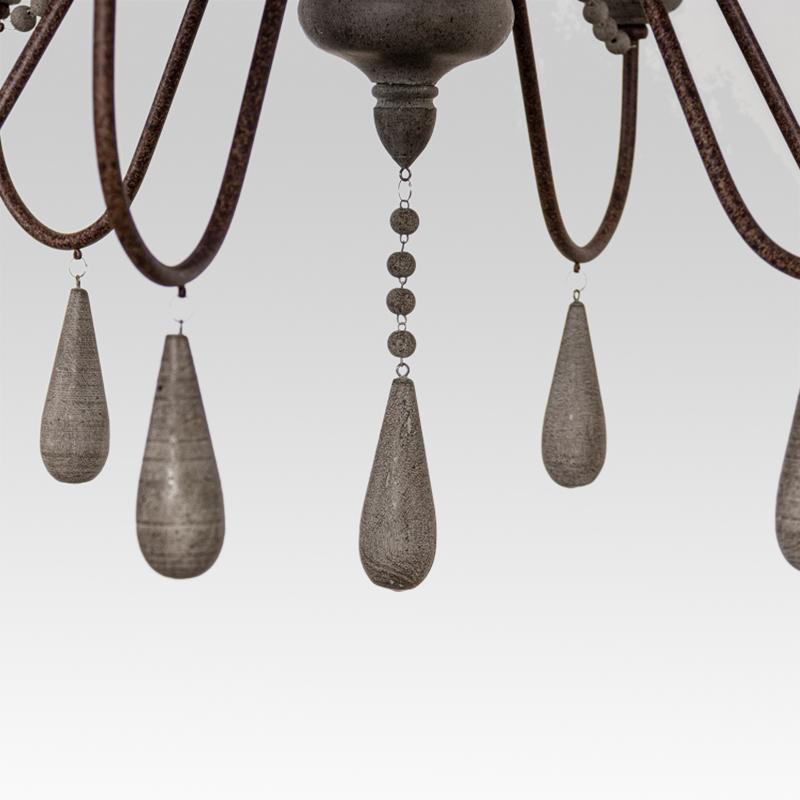 6-Light Wooden Bead Candle Chandelier | 2 Colours
