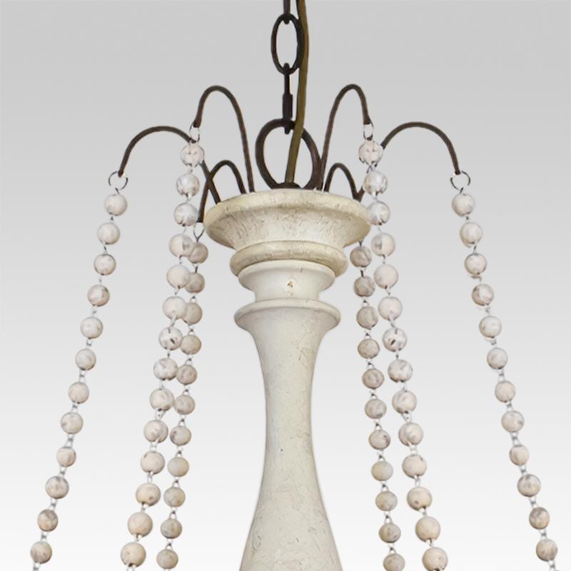 6-Light Wooden Bead Candle Chandelier | 2 Colours